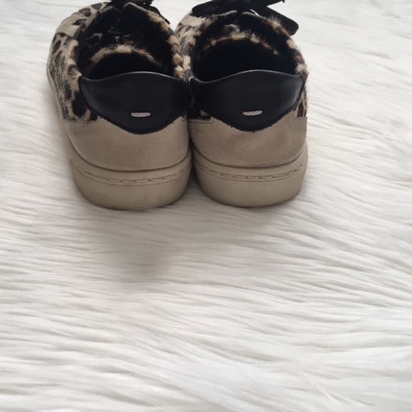 Zara Leopard Print Calf Hair Lace Up Sneakers 38 - Picture 7 of 11